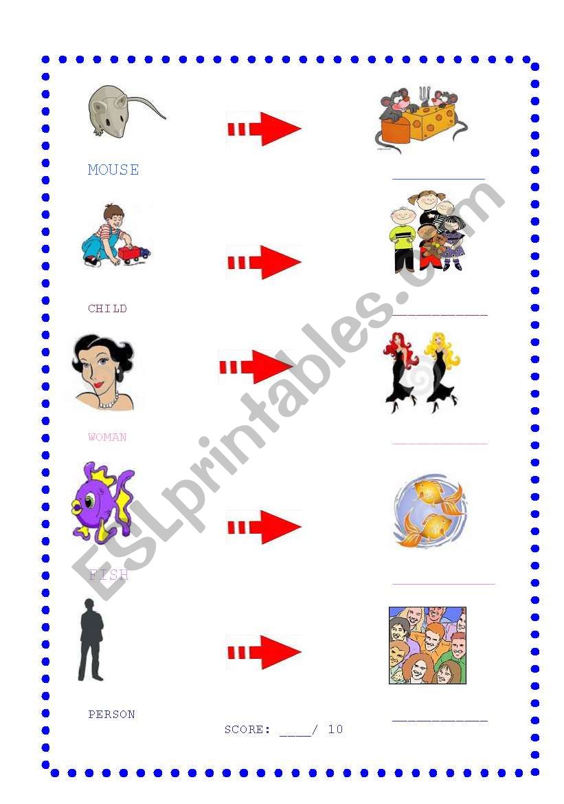 Irregular plurals Page Two worksheet