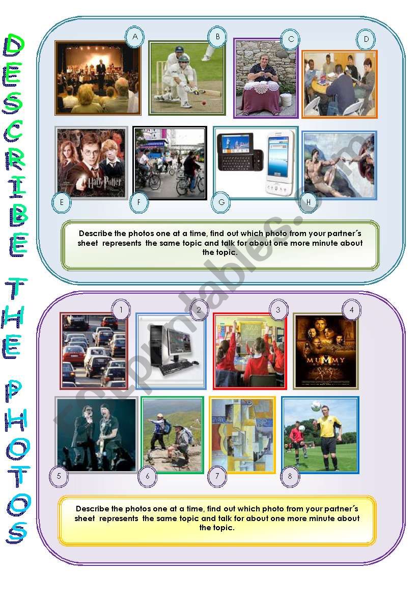 Describe and compare the photos - speaking activity for intermediate+ Ss