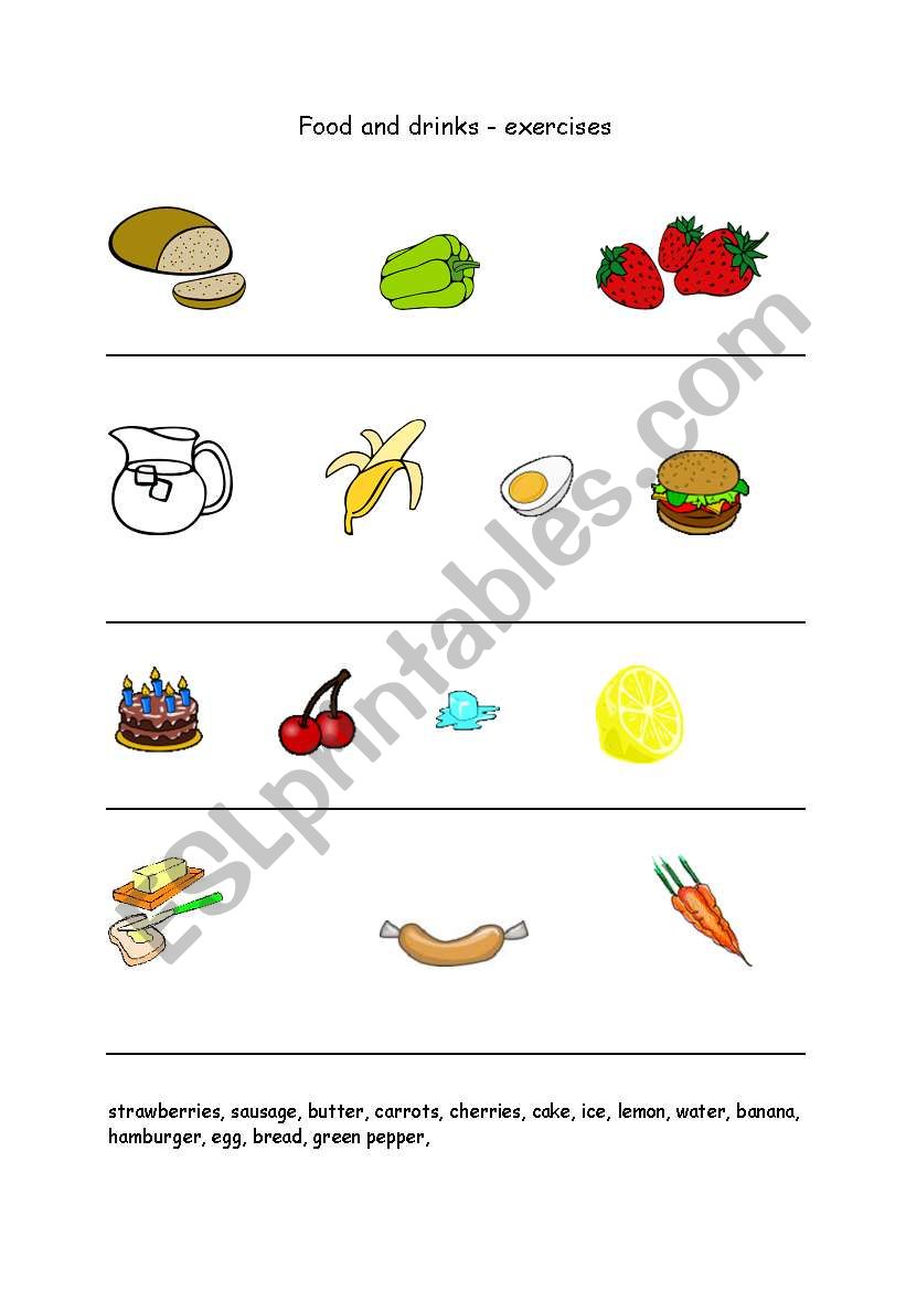 food and drink worksheet worksheet