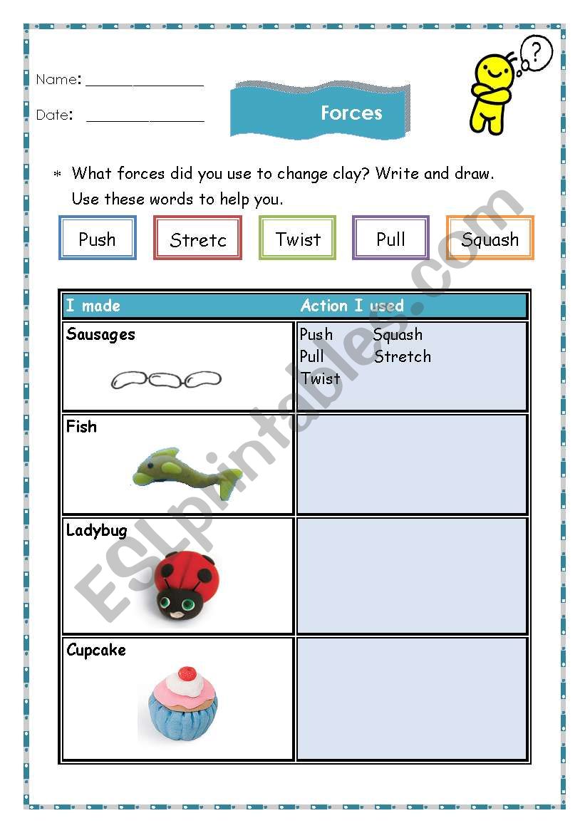 forces worksheet