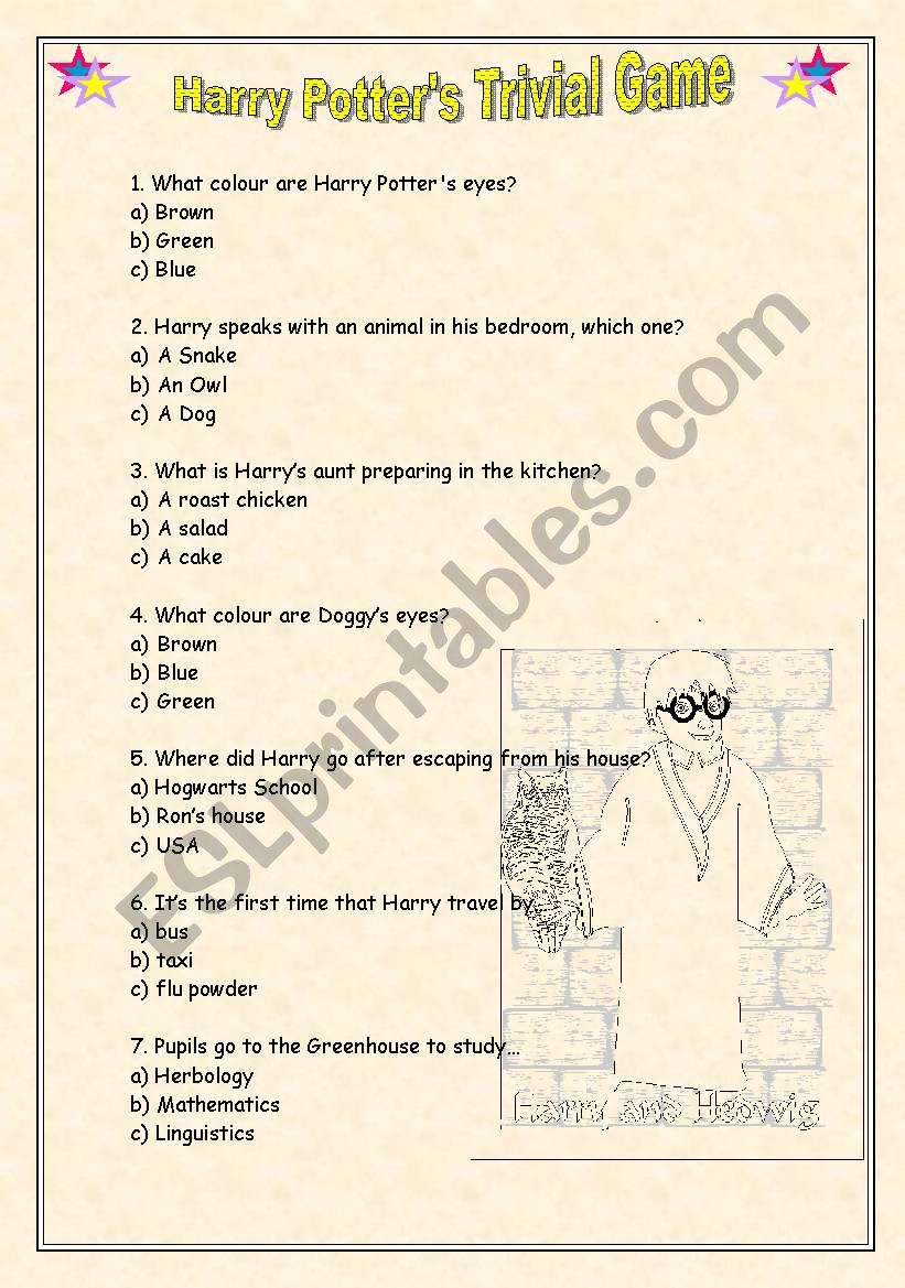 Harry Potters Trivial Game worksheet