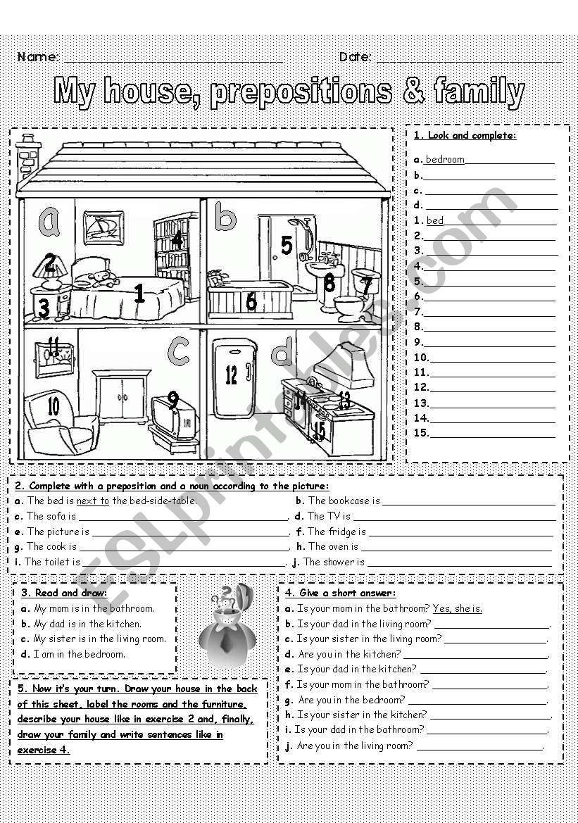 My house, prepositions & family