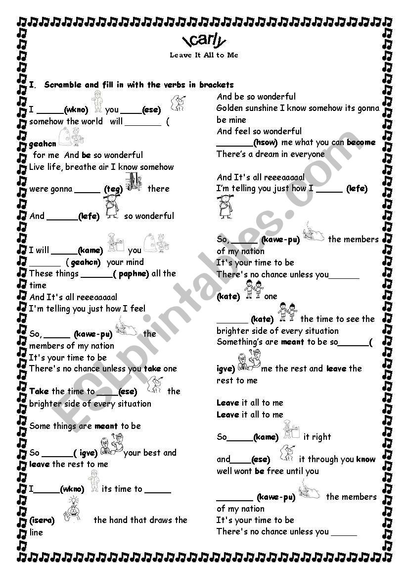 song worksheet