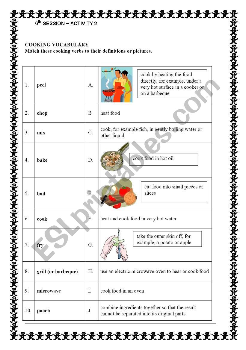 COOKING VERBS worksheet