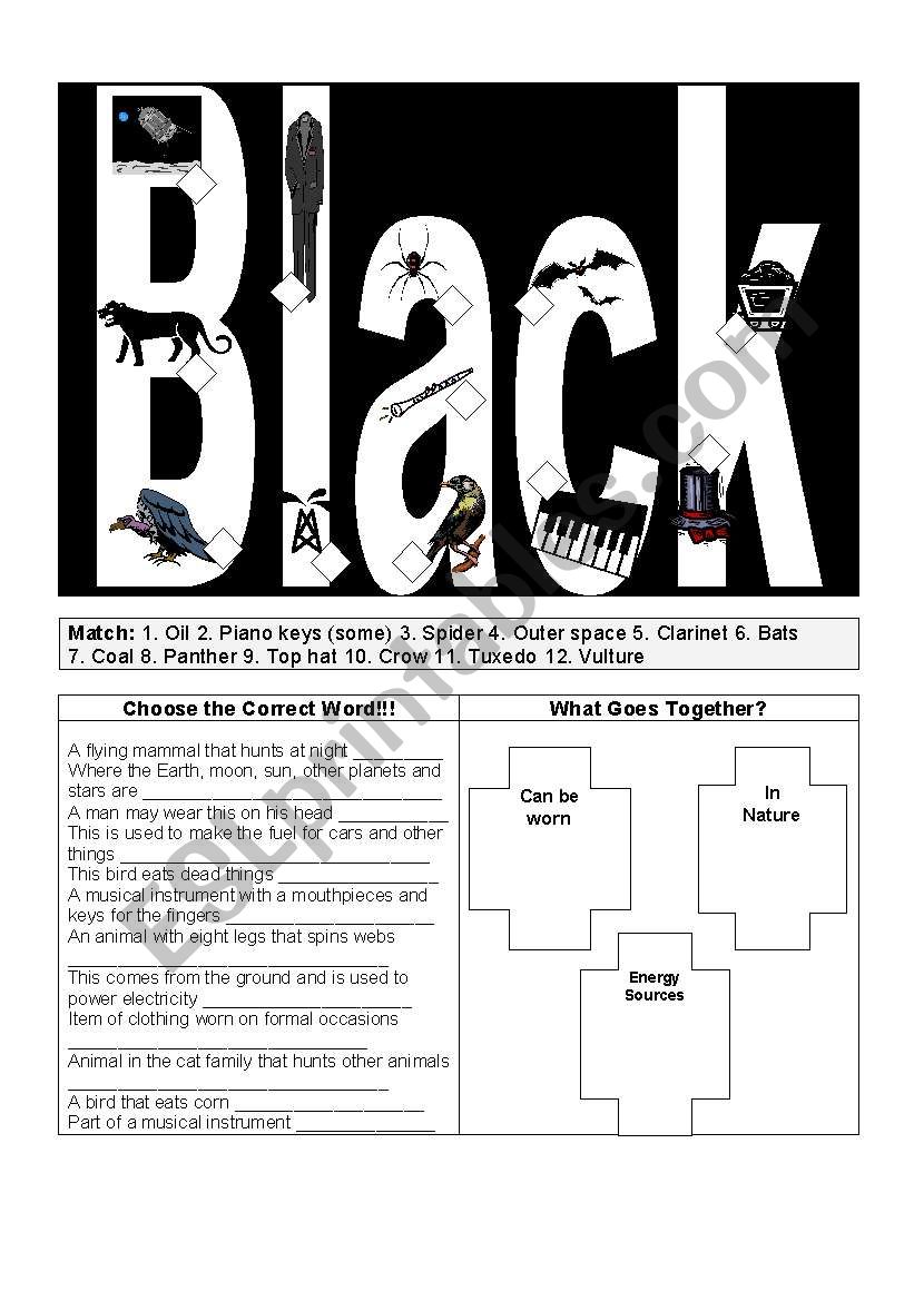 Black Things worksheet