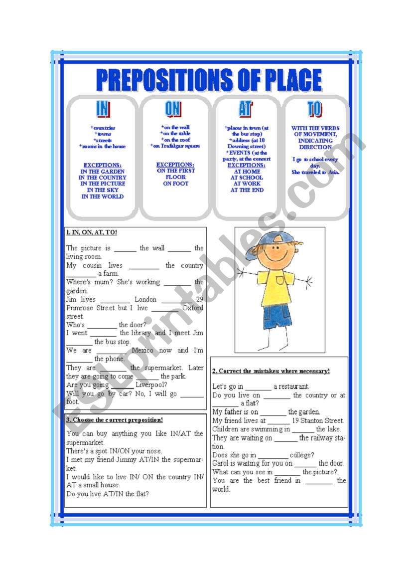 prepositions of place worksheet