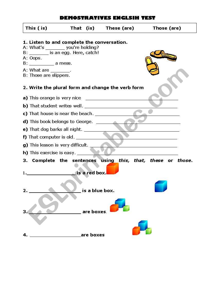 Demonstrative Adjectives worksheet