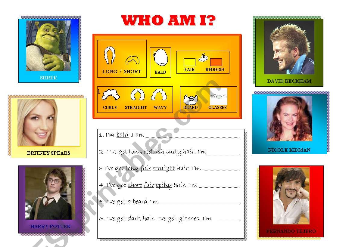 Who am I? worksheet