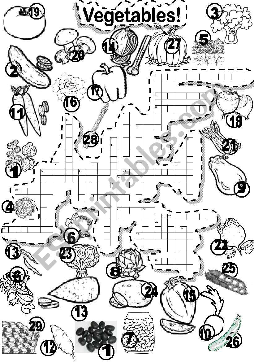 VEGETABLES CRISS - CROSS PUZZLE