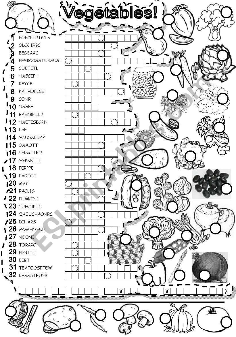 VEGETABLES PUZZLE worksheet