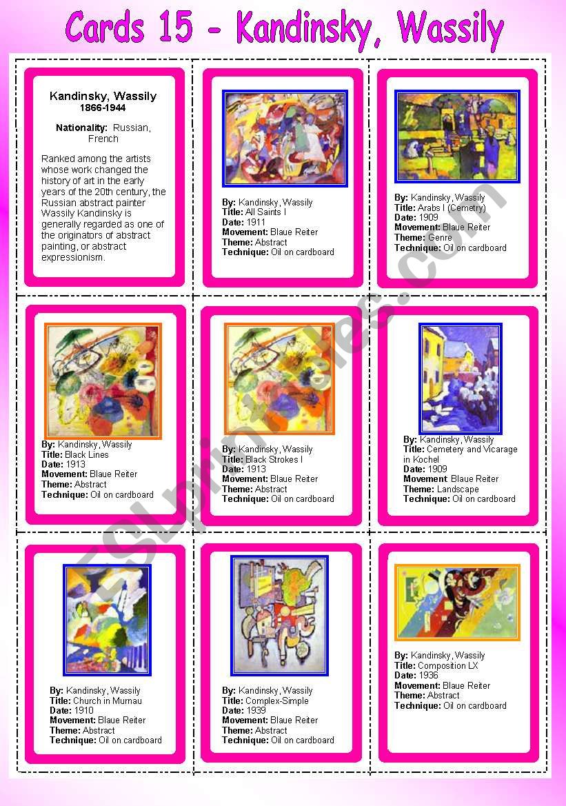 Cards 15 - Kandinsky, Wassily worksheet