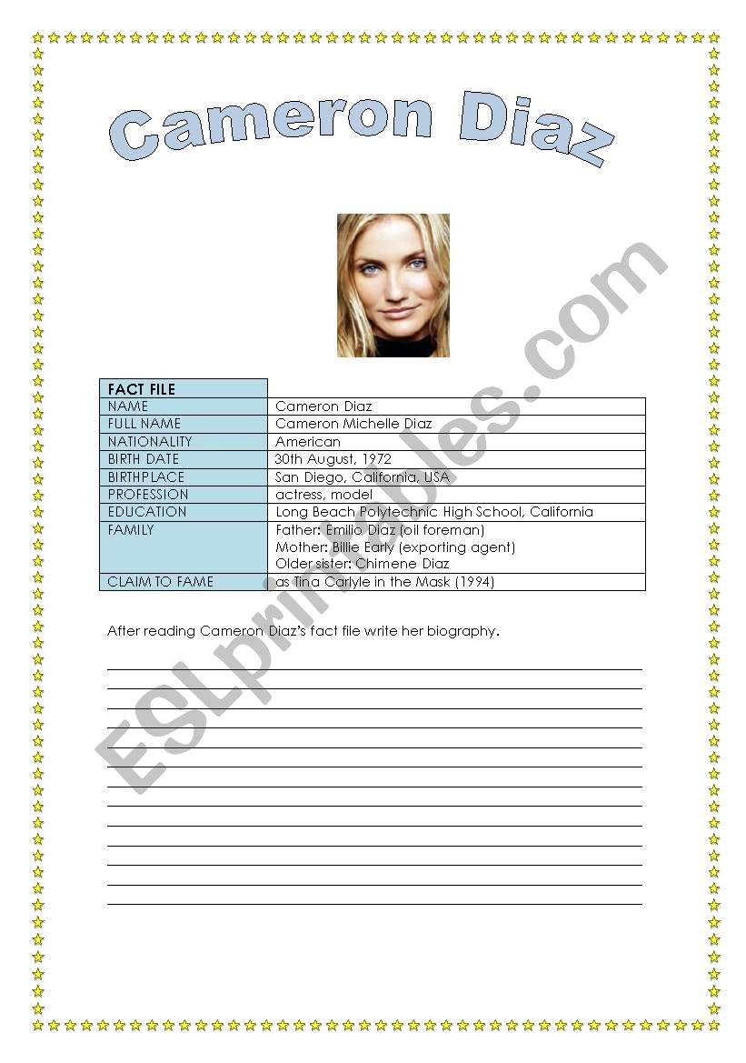 esl writing a biography worksheet