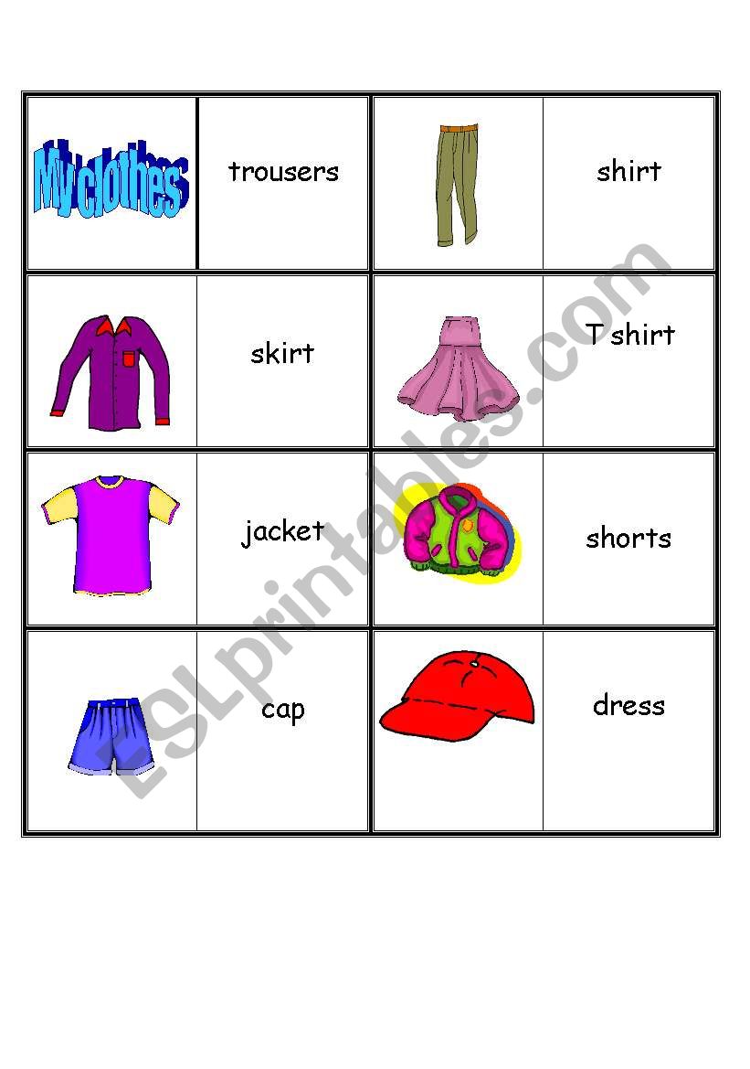 Clothes dominoes worksheet