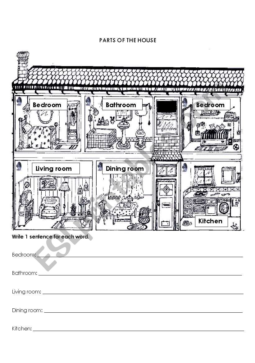 parts of the house worksheet