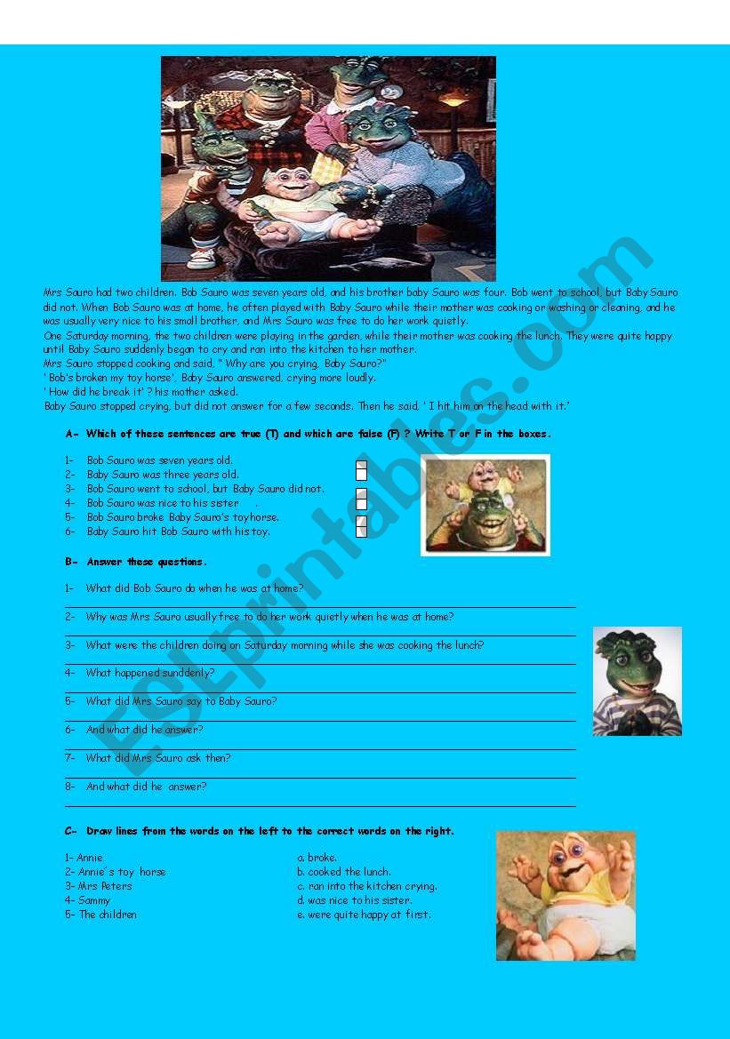 Text comprehension worksheet