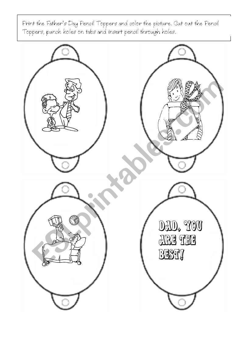 Fathers Day Pencil Toppers ,  