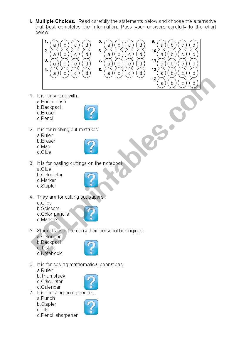 TEST worksheet