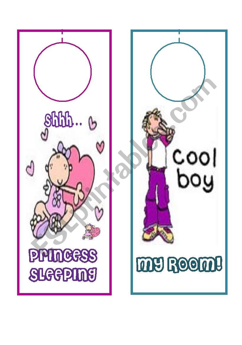 DOOR HANGERS FOR KIDS (2) worksheet