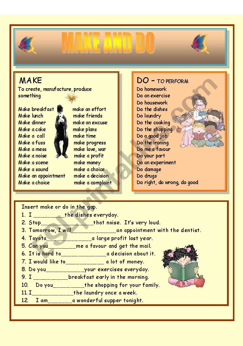 MAKE AND DO worksheet