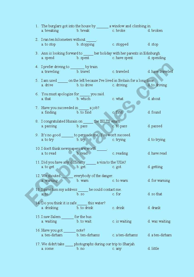 Grammar Exercises worksheet