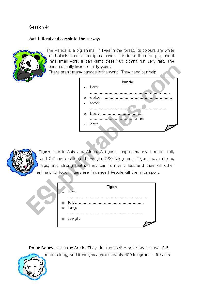 animals in danger worksheet