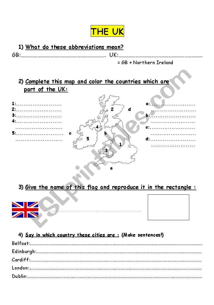 The UK worksheet