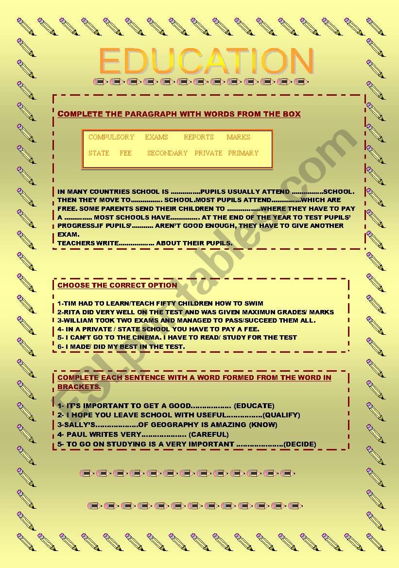 EDUCATION worksheet