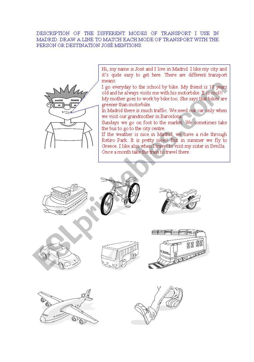 MEANS OF TRANSPORT worksheet