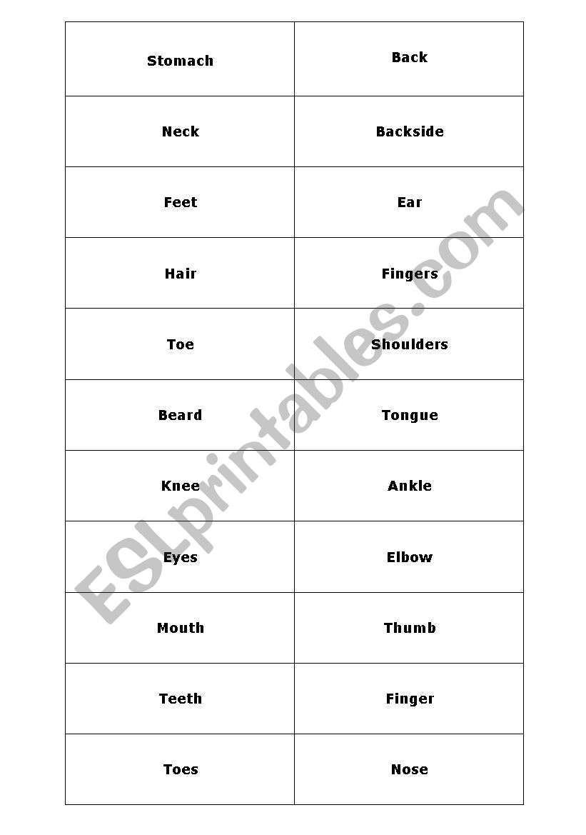 Body Part Labels worksheet