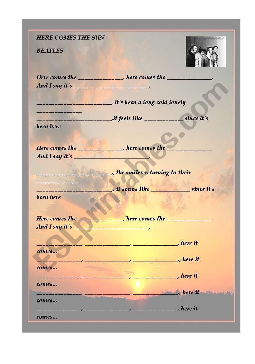 Here comes the sun - Beatles worksheet