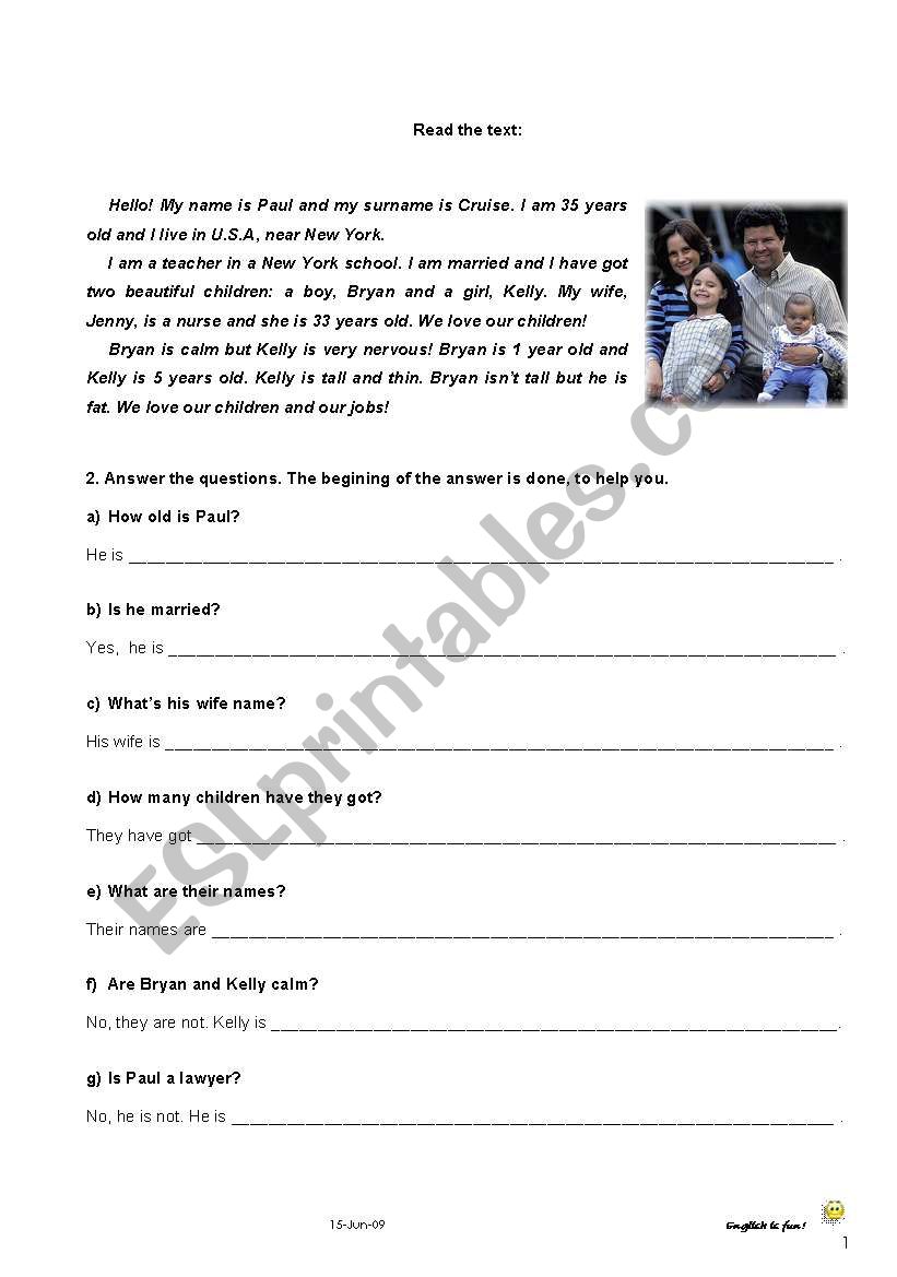 Family worksheet