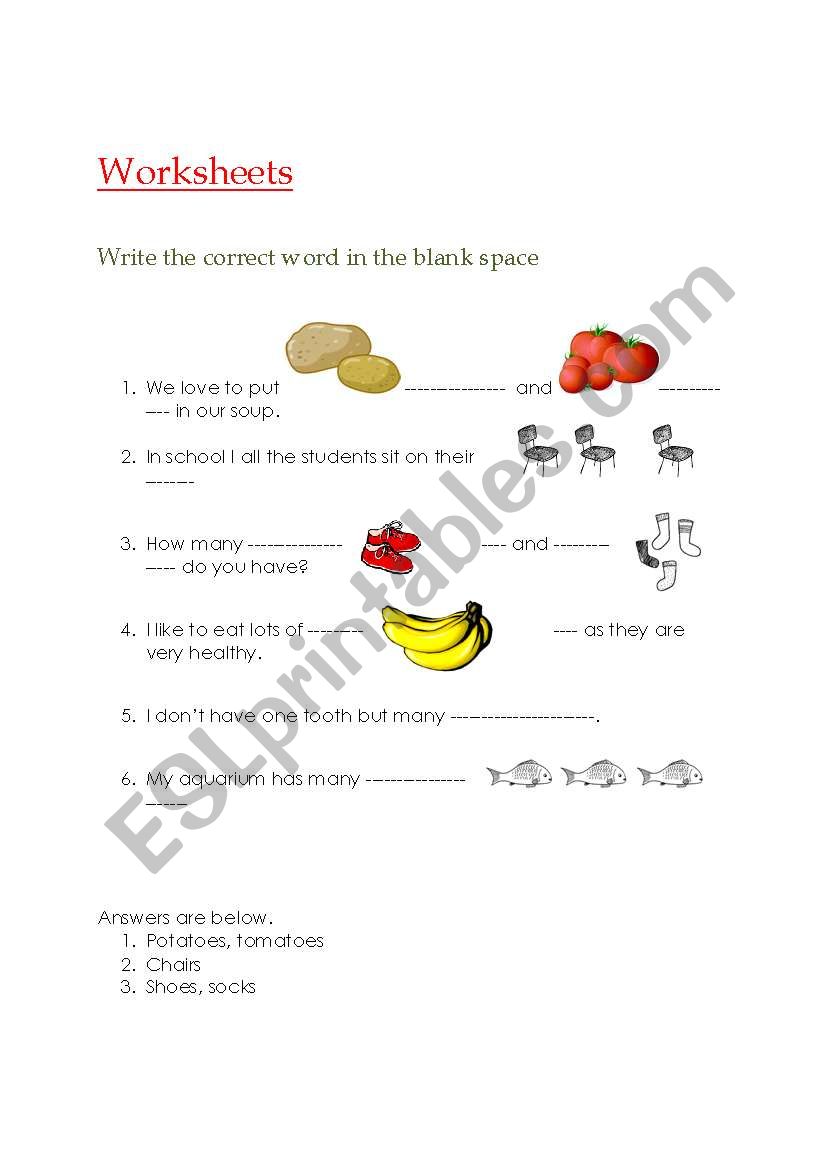 Plurals worksheet