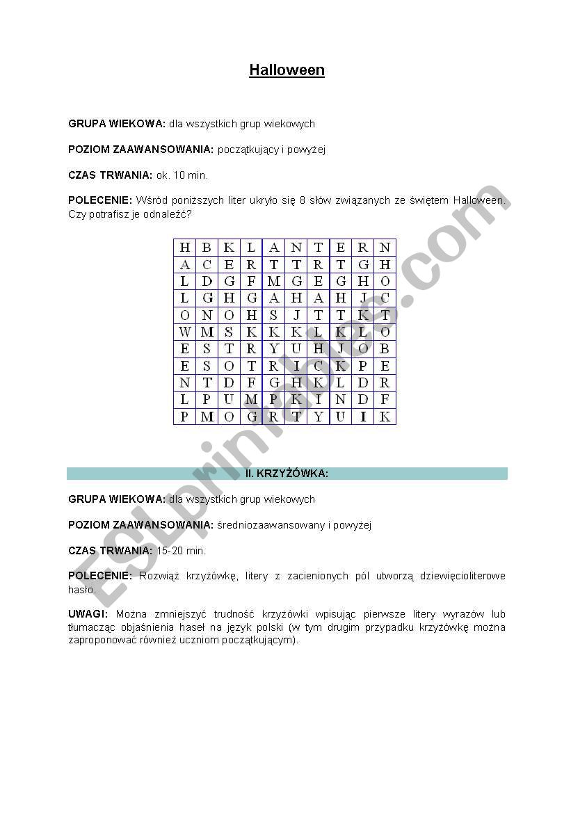 Halloween worksheet