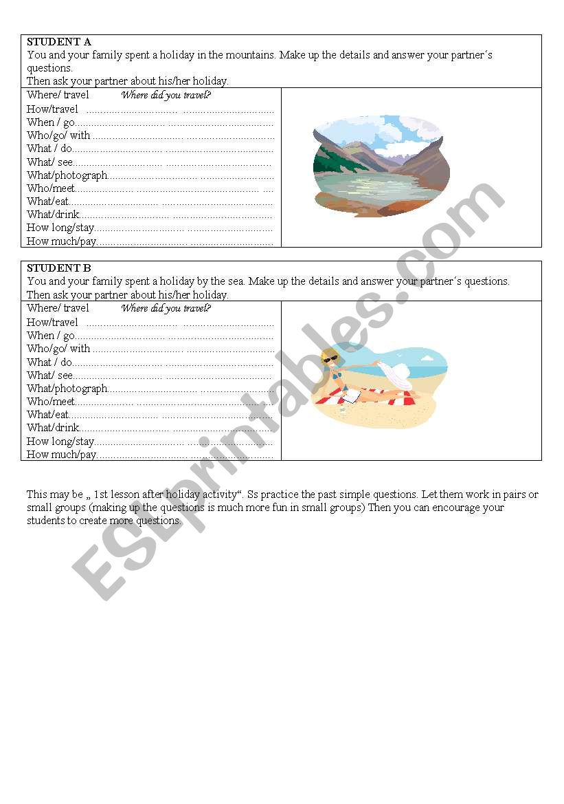 Where did you travel? worksheet