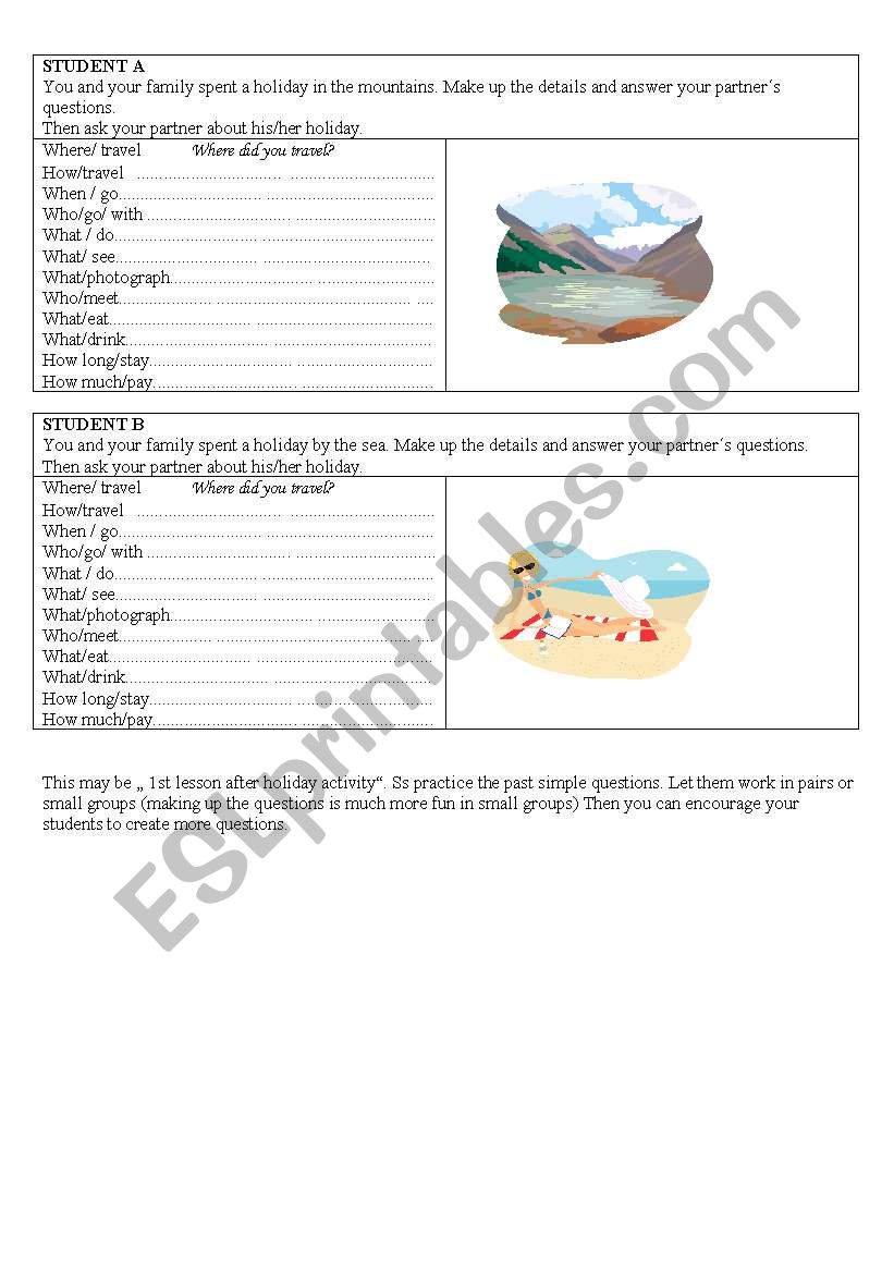 Where did you travel? worksheet