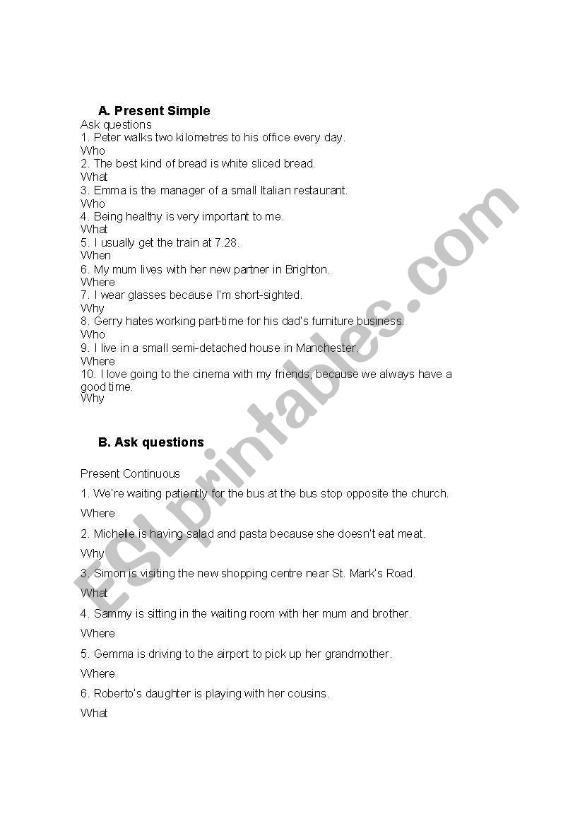 exercises worksheet