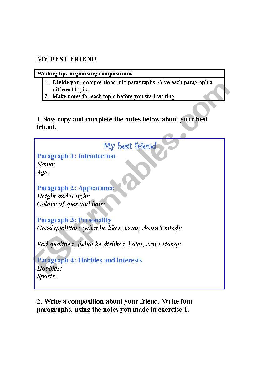 MY BEST FRIEND worksheet