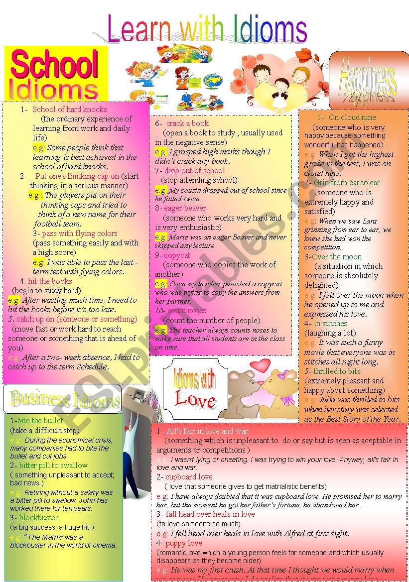 Learn with Idioms ( Part 8 ) worksheet