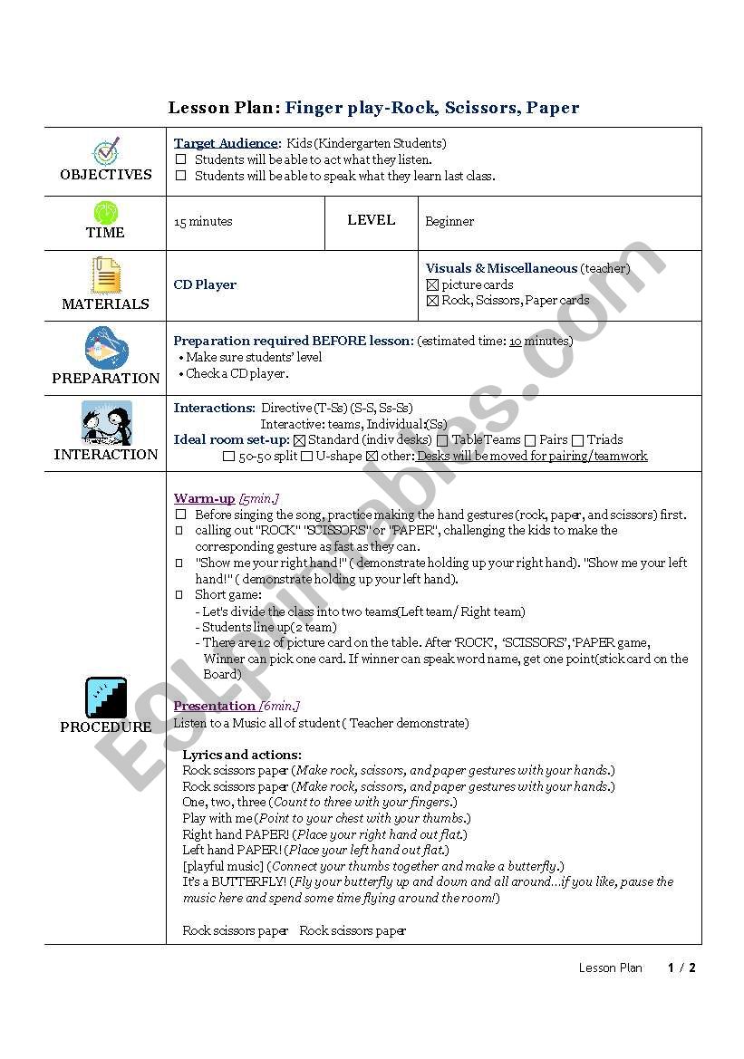 hand jesture worksheet