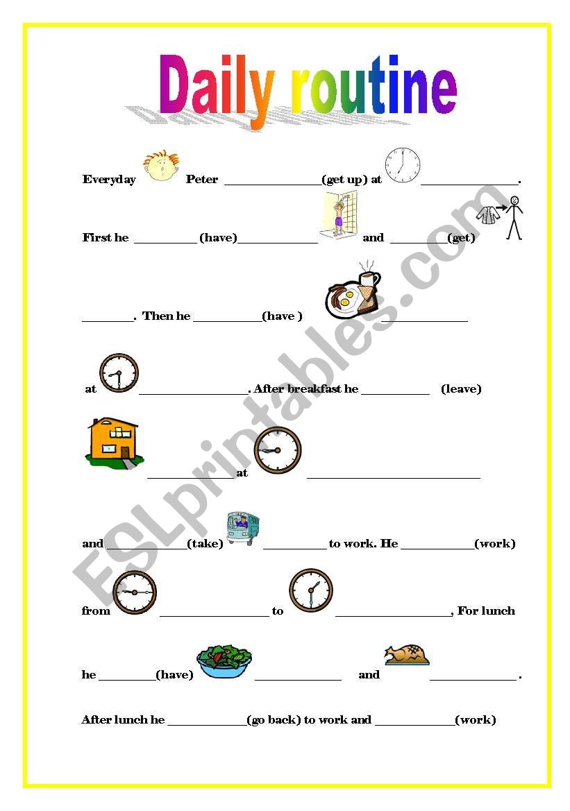 Peters daily routine worksheet