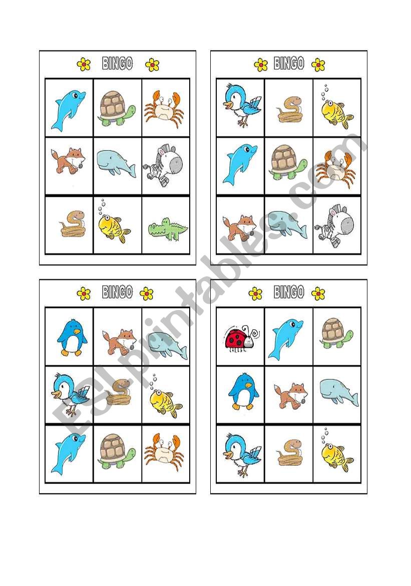 Bingo - Animals Page1 worksheet