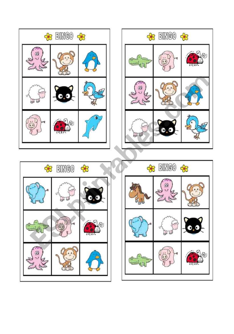 Bingo - Animals Page 3 worksheet