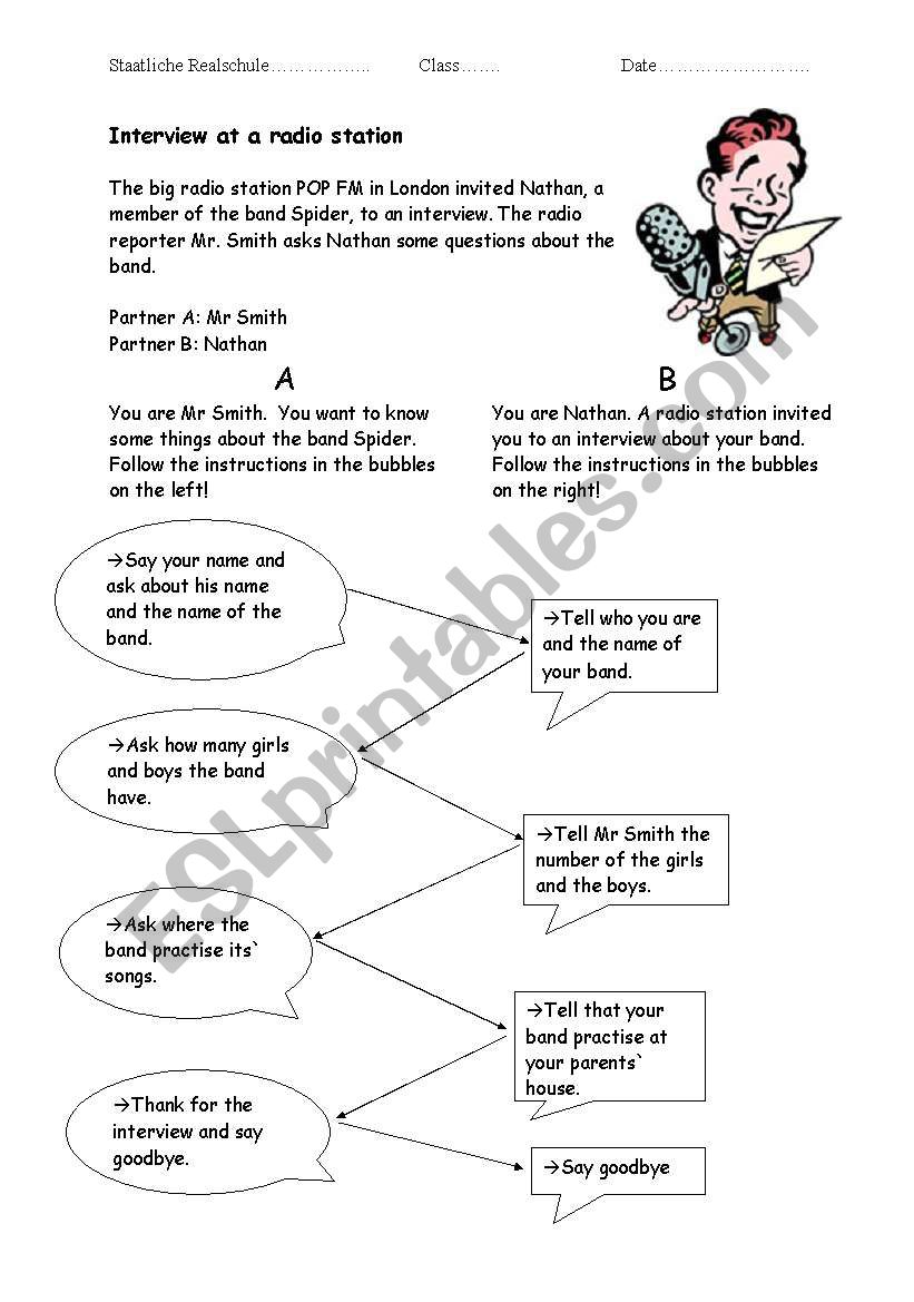 Interview at a radio station worksheet