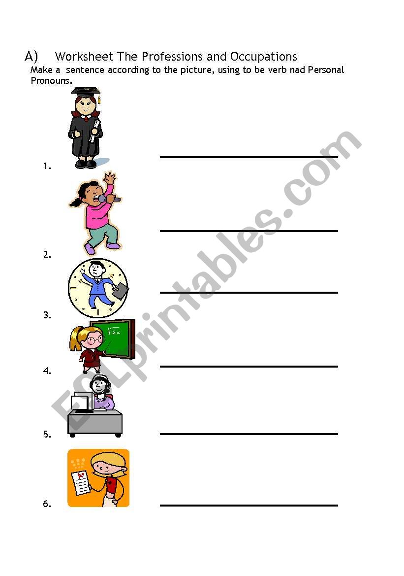 PROFESSION AND OCCUPATRIONS worksheet