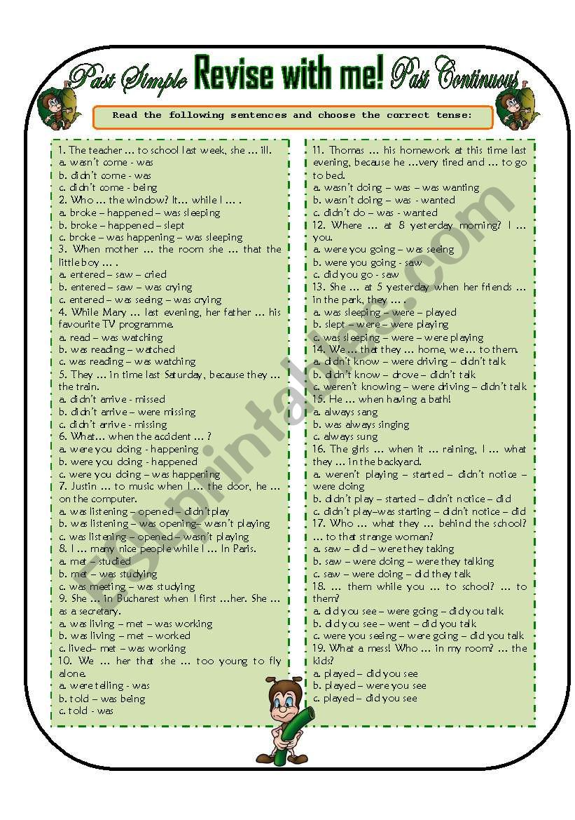 REVISE WITH ME!   PAST TENSES worksheet