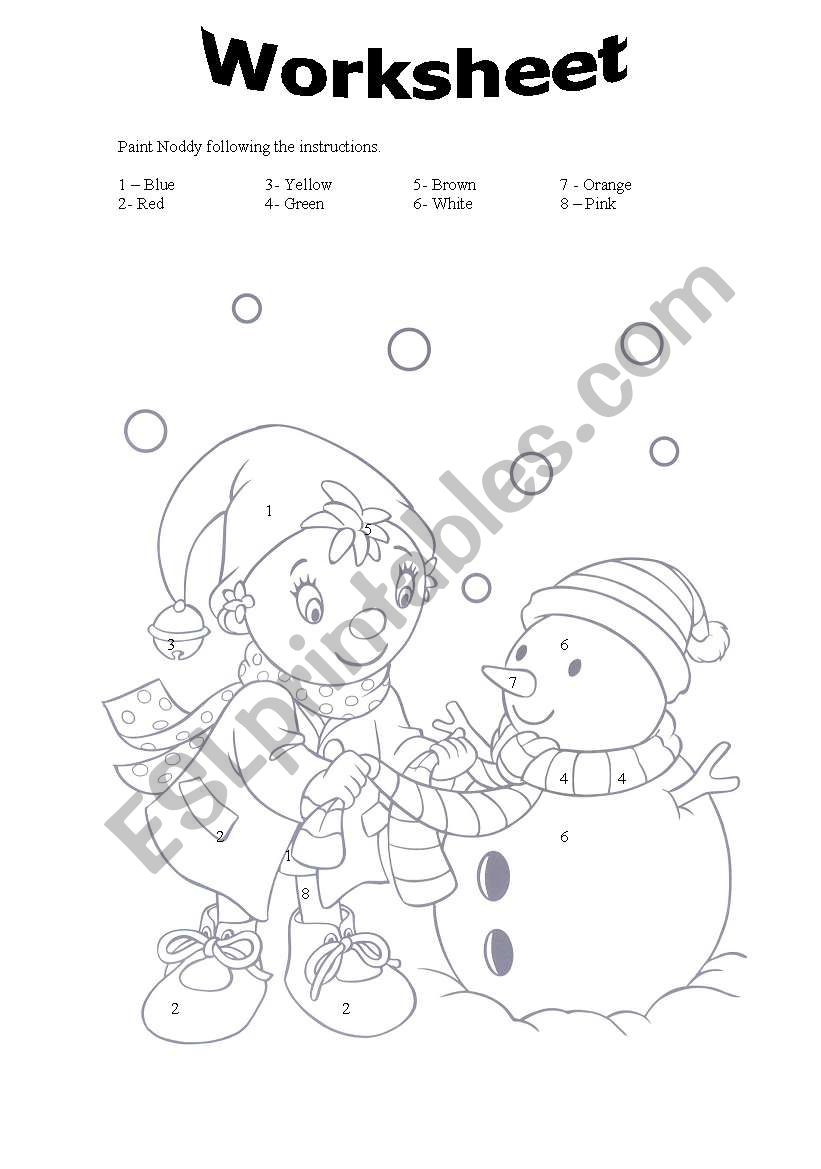 Colour by numbers worksheet