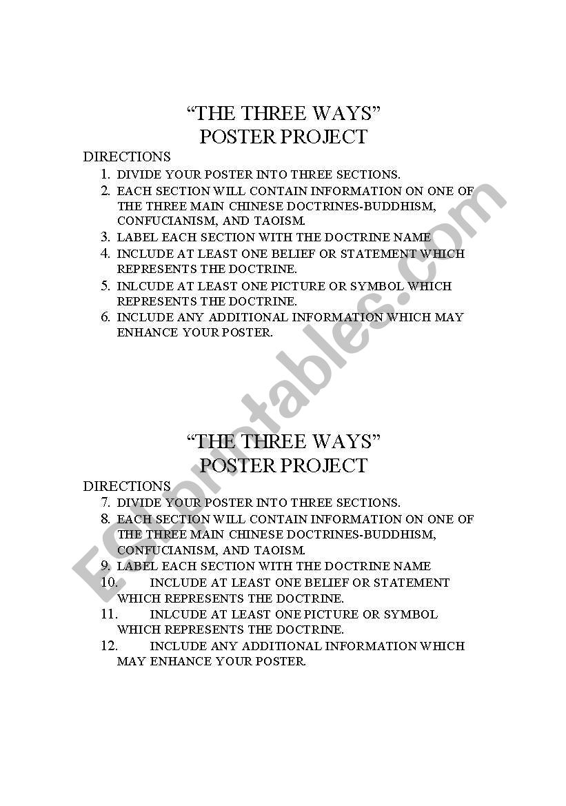 Three Doctrines Project worksheet