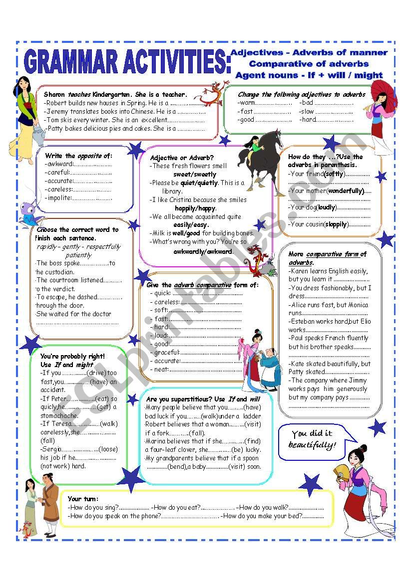 ADJECTIVES & ADVERBS - COMPARATIVE FORM OF ADVERBS - INTERMEDIATE and UPPER