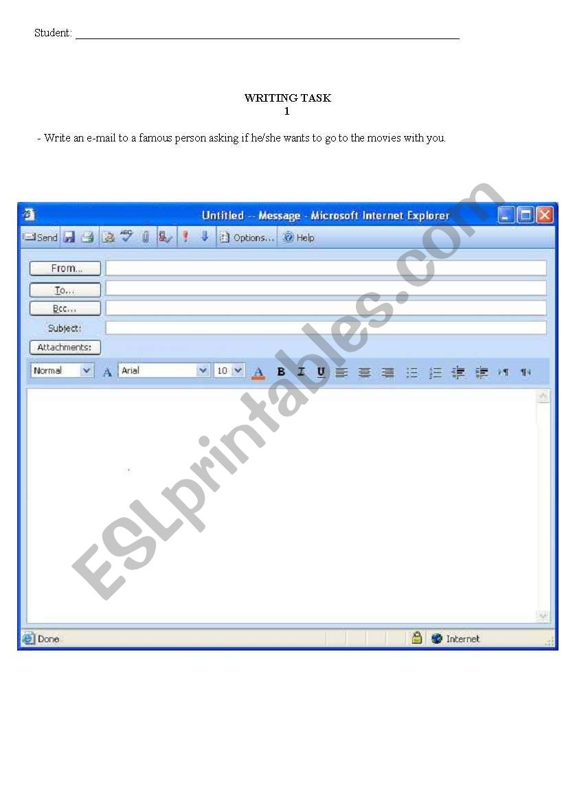 Writing activity - E-mail worksheet