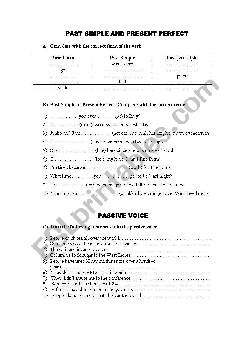 Past Simple and Present Perfect 